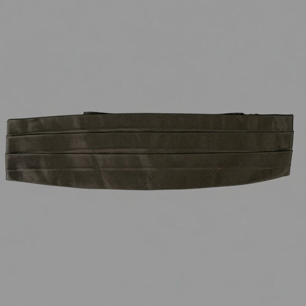 BRENDA KETT Size 43 Black Blue Pleated Silk Cummerbund